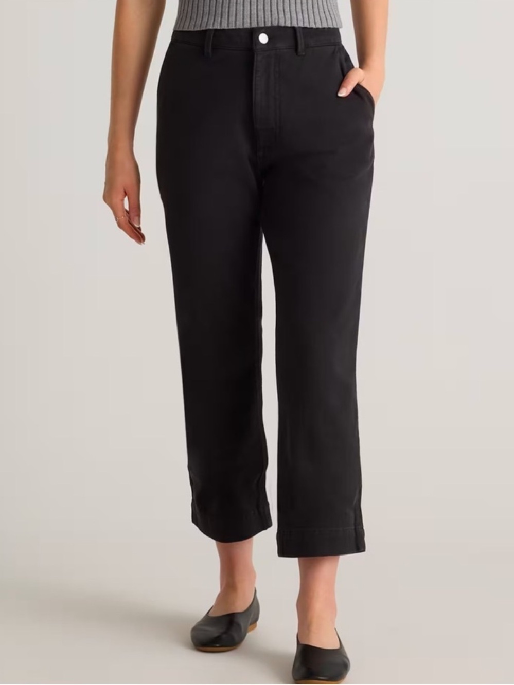 Quince Organic Stretch Cotton Twill Straight Leg Cropped Pants size 10